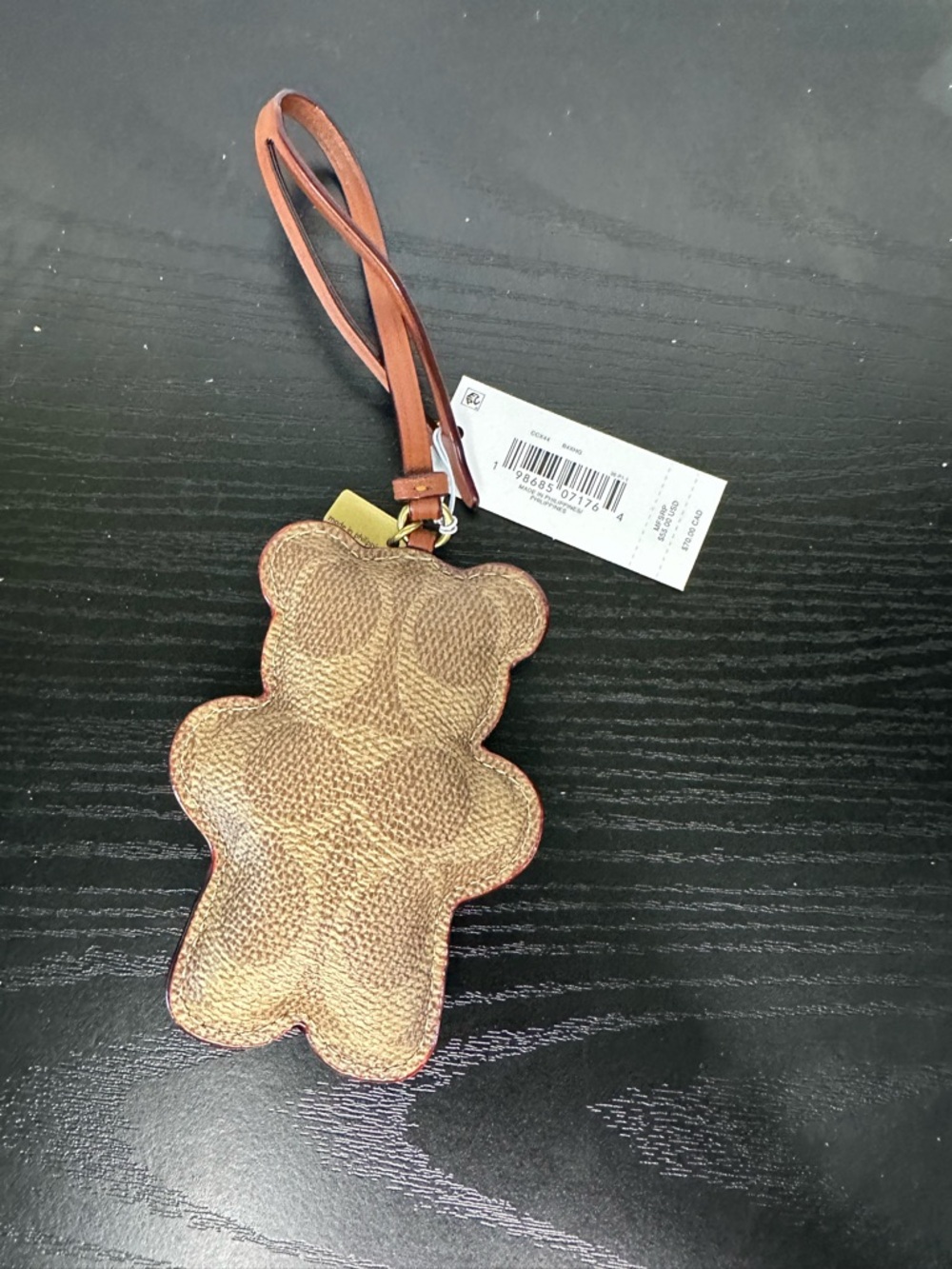 Coach CX044 Puffy Teddy Bear Signature Leather Bag Charm